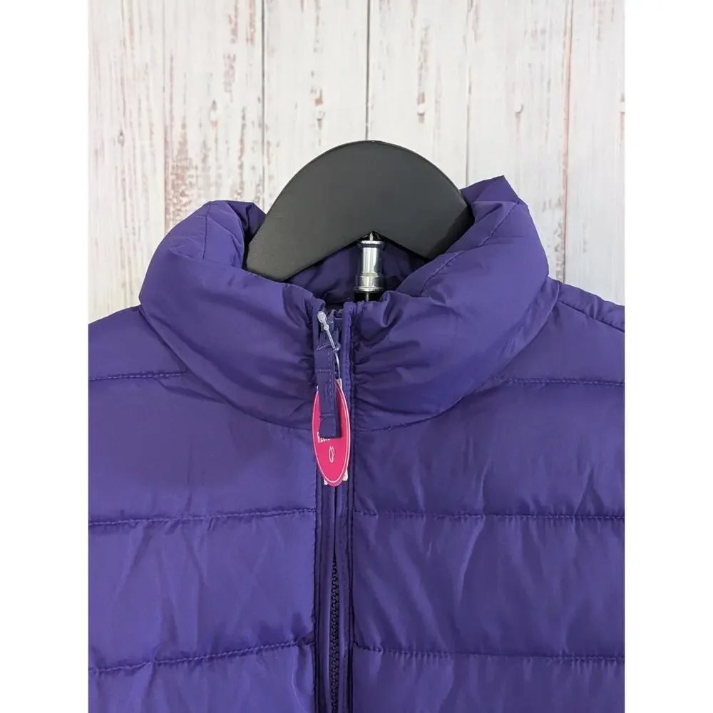 The Children's Place Jacket Girls XL Purple Full Zip Quilted Shell: NWT Collared